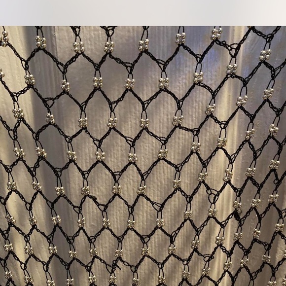 Cute! Black crochet vest with silver beads - Picture 2 of 2